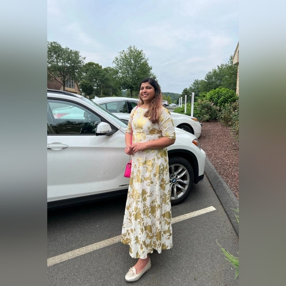 White / gold foil print Anarkali dress kurti top - Picture 4 of 5